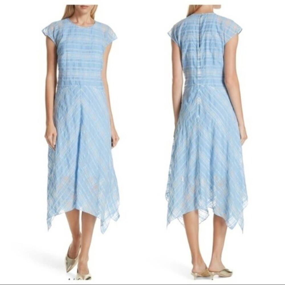Lewit Check Handkerchief Hem Midi Dress Blue 0